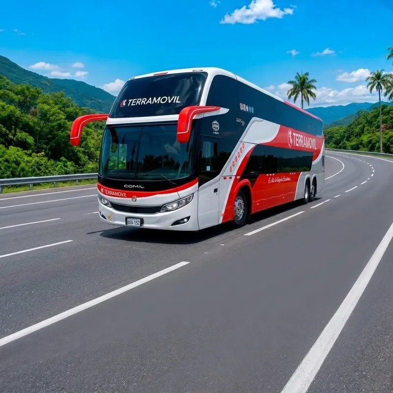 Bus de 2 pisos del servicio Terra Confort de Terramovil en carretera